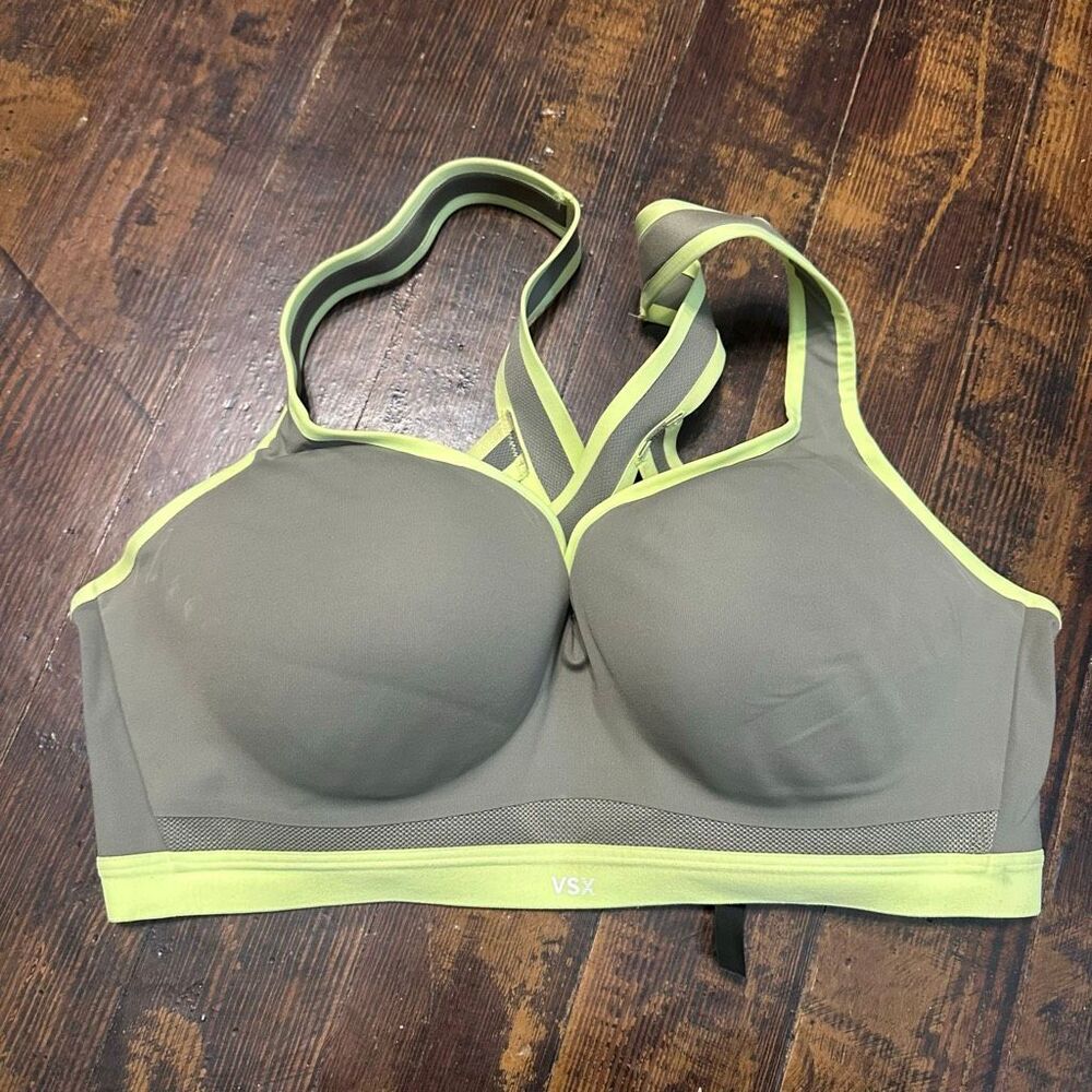 Victoria’s Secret gray lime incredible plunge 34DD sports bra